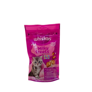 Pink package of Whiskas Milky Treats for kittens