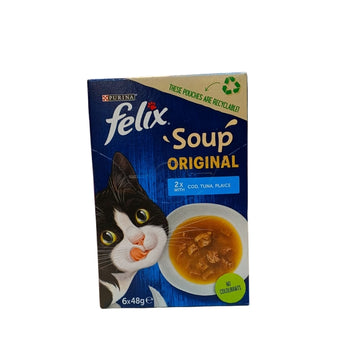 Felix Soup Original cat food packaging on a white background