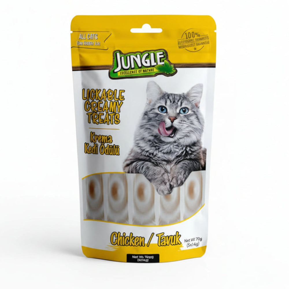 Jungle Lickable Creamy Treats packaging for cats