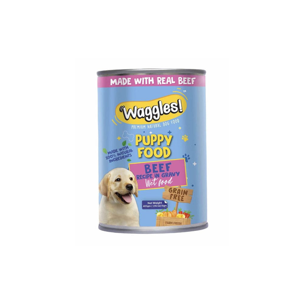 Waggles Dog Food Beef N Gravy Puppy 400gm