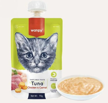 Wanpy Tasty Meat Pastes TUNA Chicken & Carrot For Cat 90GM